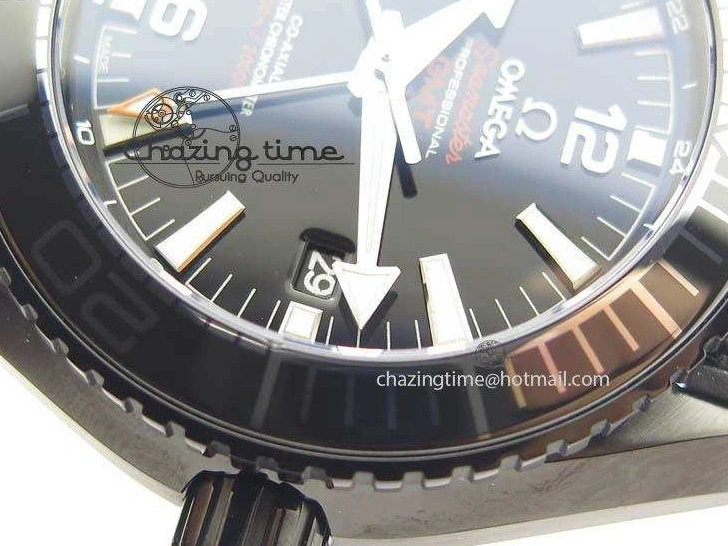 0427 Planet Ocean 45mm GMT DLC JHF Best Edition Black Dial On Rubber Strap A Durable 8194